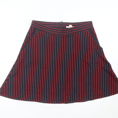 Esprit Women’s Black Red Striped A-Line Skirt M Knit Casual Work