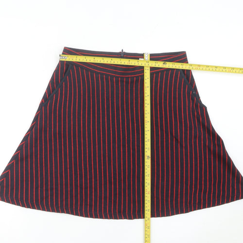 Esprit Women’s Black Red Striped A-Line Skirt M Knit Casual Work