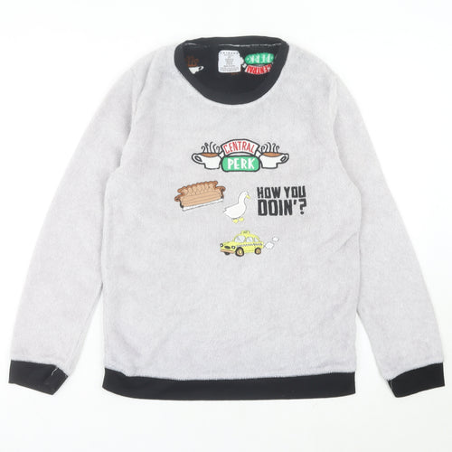 Friends Womens Grey Fleece Pyjama Top Size 10-12 Long Sleeve