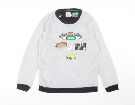 Friends Womens Grey Fleece Pyjama Top Size 10-12 Long Sleeve