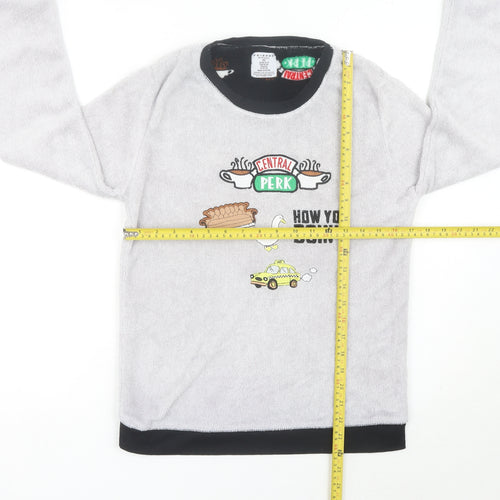 Friends Womens Grey Fleece Pyjama Top Size 10-12 Long Sleeve