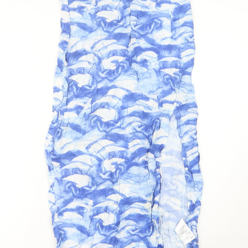 Monki Womens Blue Midi Viscose Skirt Size 10 Straight Boho Casual