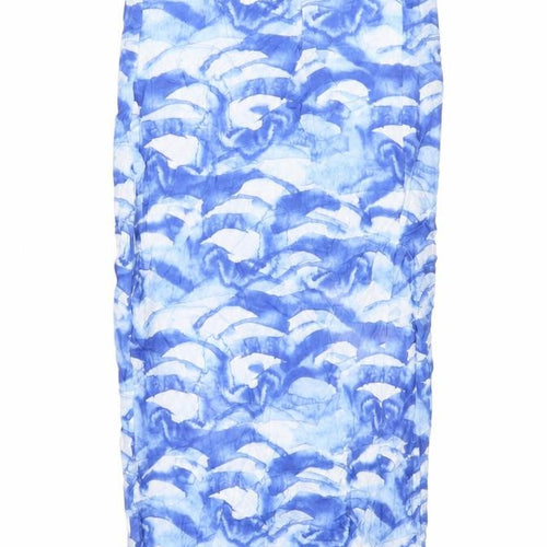 Monki Womens Blue Midi Viscose Skirt Size 10 Straight Boho Casual