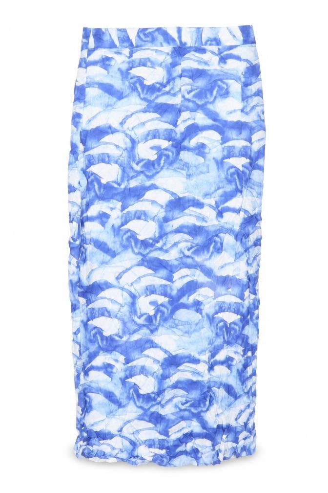 Monki Womens Blue Midi Viscose Skirt Size 10 Straight Boho Casual