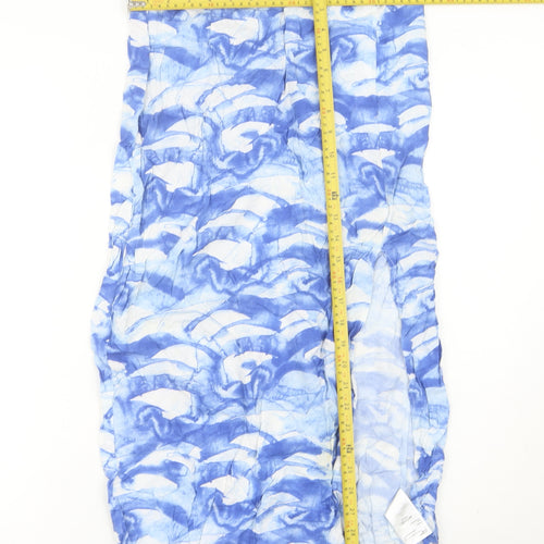Monki Womens Blue Midi Viscose Skirt Size 10 Straight Boho Casual