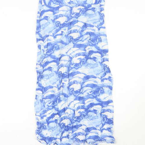 Monki Womens Blue Midi Viscose Skirt Size 10 Straight Boho Casual