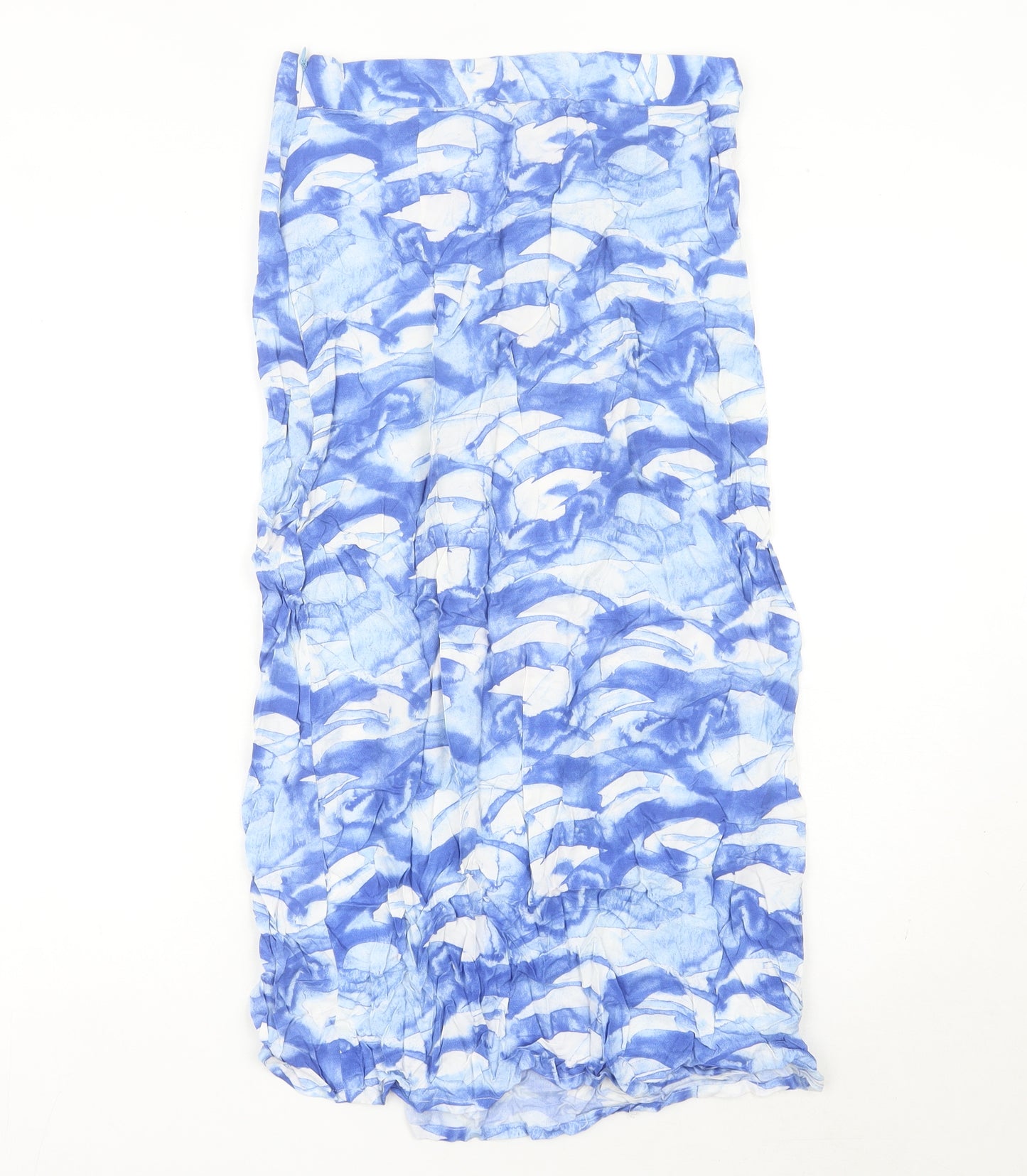 Monki Womens Blue Midi Viscose Skirt Size 10 Straight Boho Casual
