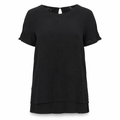 New Look Women’s Black Blouse Size 6 Short Sleeve Viscose Top
