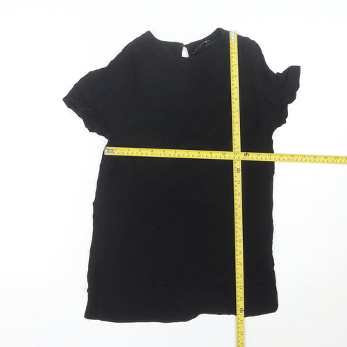 New Look Women’s Black Blouse Size 6 Short Sleeve Viscose Top