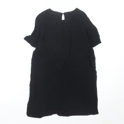 New Look Women’s Black Blouse Size 6 Short Sleeve Viscose Top