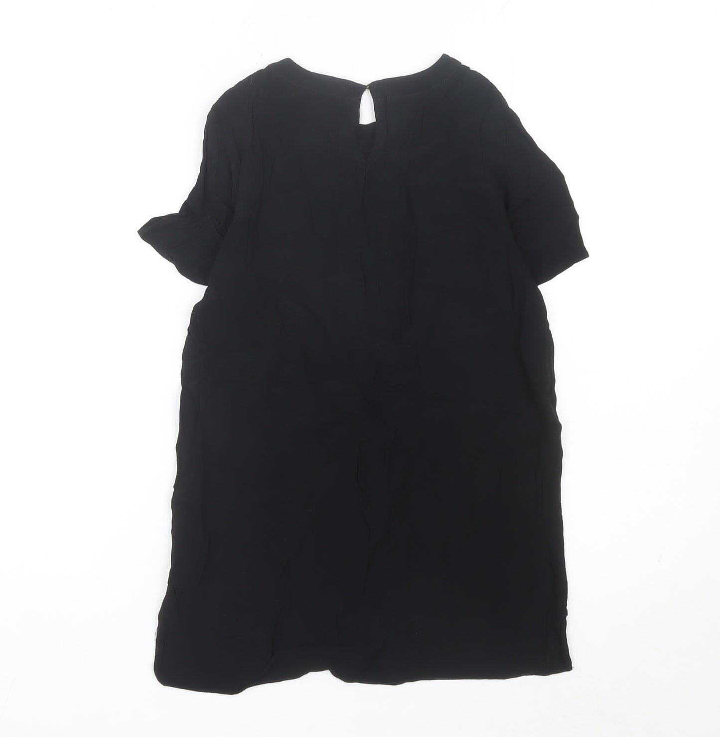 New Look Women’s Black Blouse Size 6 Short Sleeve Viscose Top