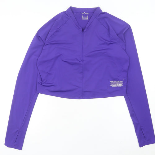 H&M Move Womens Purple Track Jacket Size 14 Cropped Slim Fit