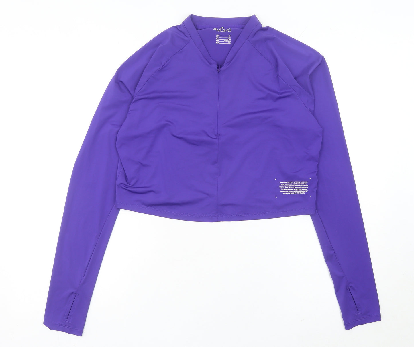 H&M Move Womens Purple Track Jacket Size 14 Cropped Slim Fit