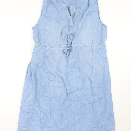 MAMA Women’s Blue Maternity Shirt Dress Sleeveless Size M