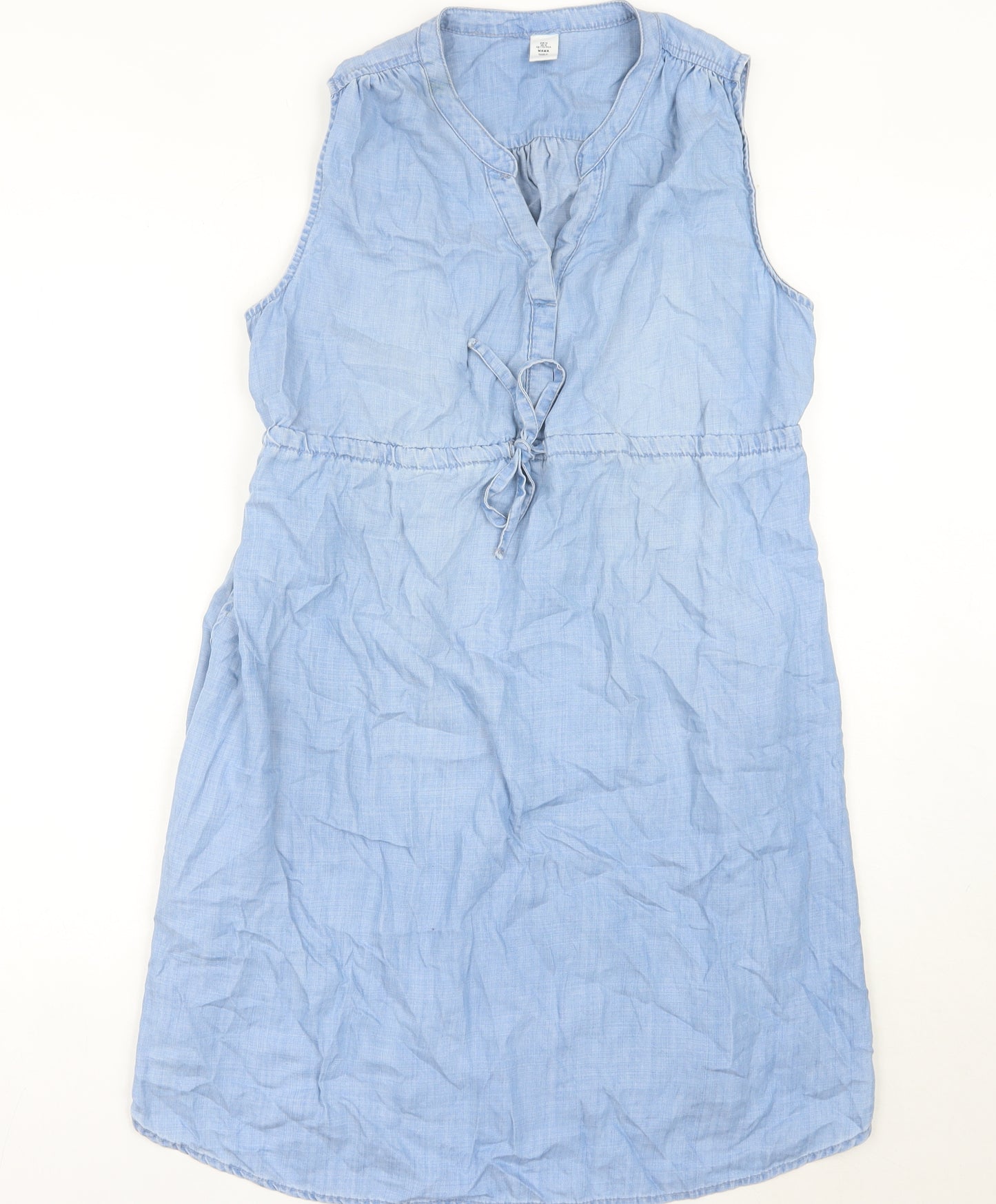 MAMA Women’s Blue Maternity Shirt Dress Sleeveless Size M