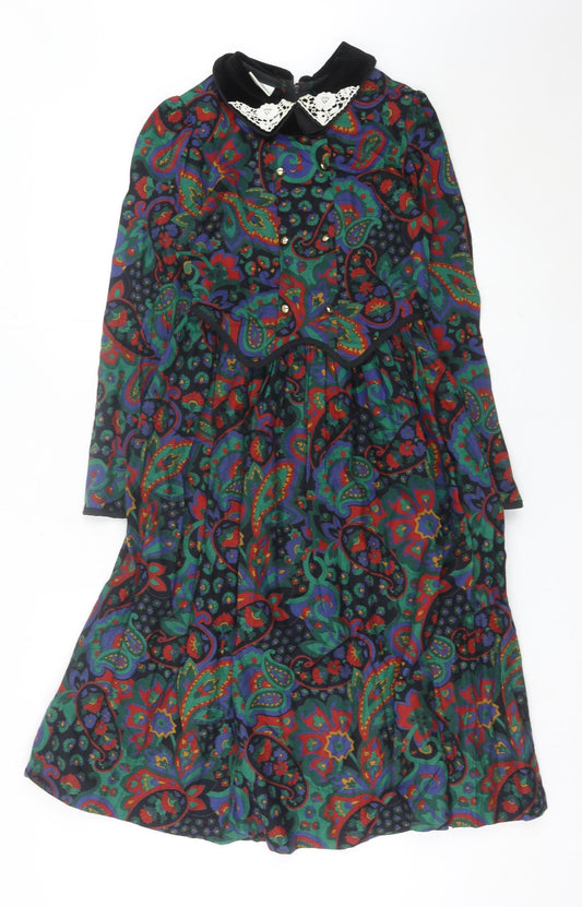 Irene Renee Girls Multicoloured Paisley Shirt Dress Age 12 Cotton Modal