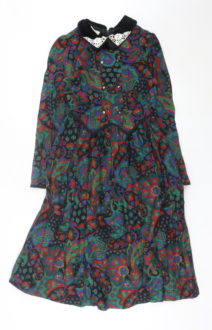 Irene Renee Girls Multicoloured Paisley Shirt Dress Age 12 Cotton Modal