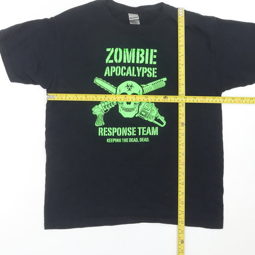 Gildan Boys Black Zombie Apocalypse Graphic T-Shirt Size L Crew Neck