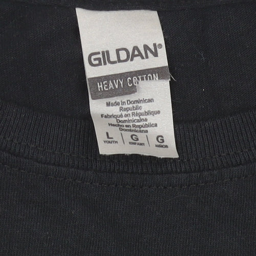 Gildan Boys Black Zombie Apocalypse Graphic T-Shirt Size L Crew Neck