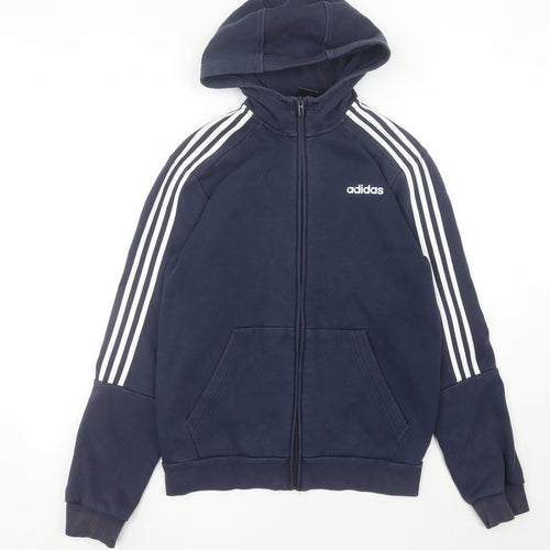 Adidas Men’s Blue Full Zip Hoodie Size M Sports Fleece Logo