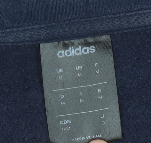 Adidas Men’s Blue Full Zip Hoodie Size M Sports Fleece Logo