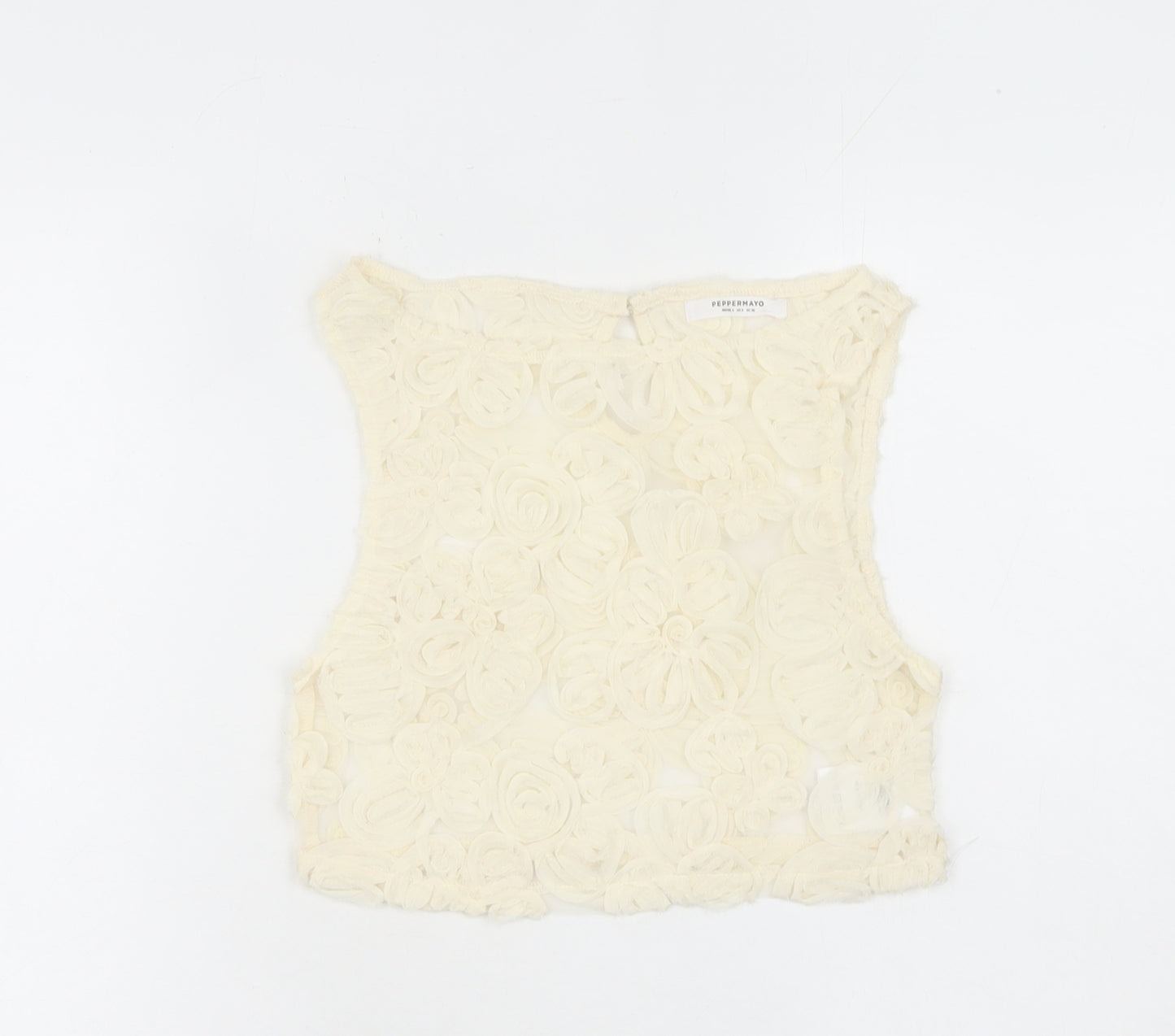 Peppermayo Women Ivory Floral Cropped Tank Top Size 4