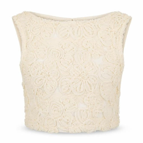 Peppermayo Women Ivory Floral Cropped Tank Top Size 4