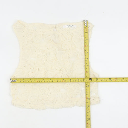 Peppermayo Women Ivory Floral Cropped Tank Top Size 4