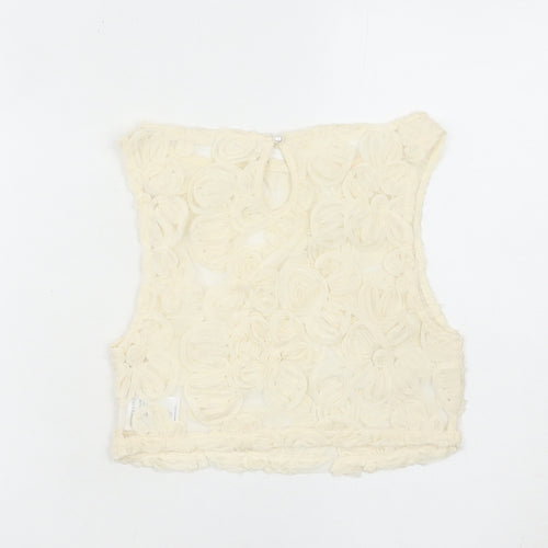 Peppermayo Women Ivory Floral Cropped Tank Top Size 4