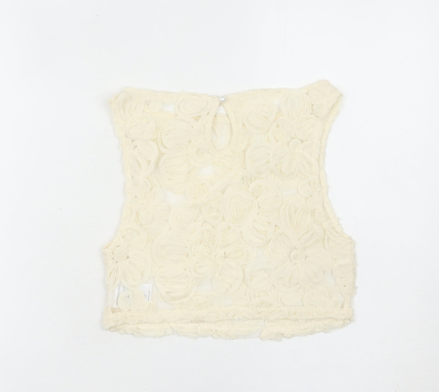 Peppermayo Women Ivory Floral Cropped Tank Top Size 4
