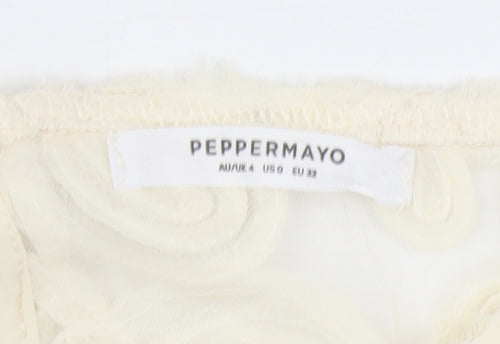 Peppermayo Women Ivory Floral Cropped Tank Top Size 4
