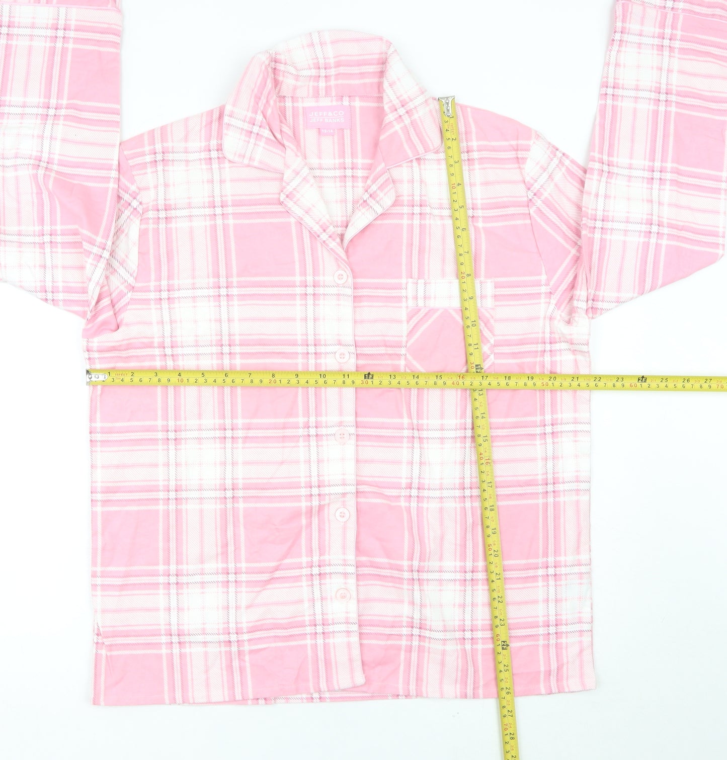 Jeff Banks Women’s Pink Plaid Cotton Pyjama Top Size 12-14