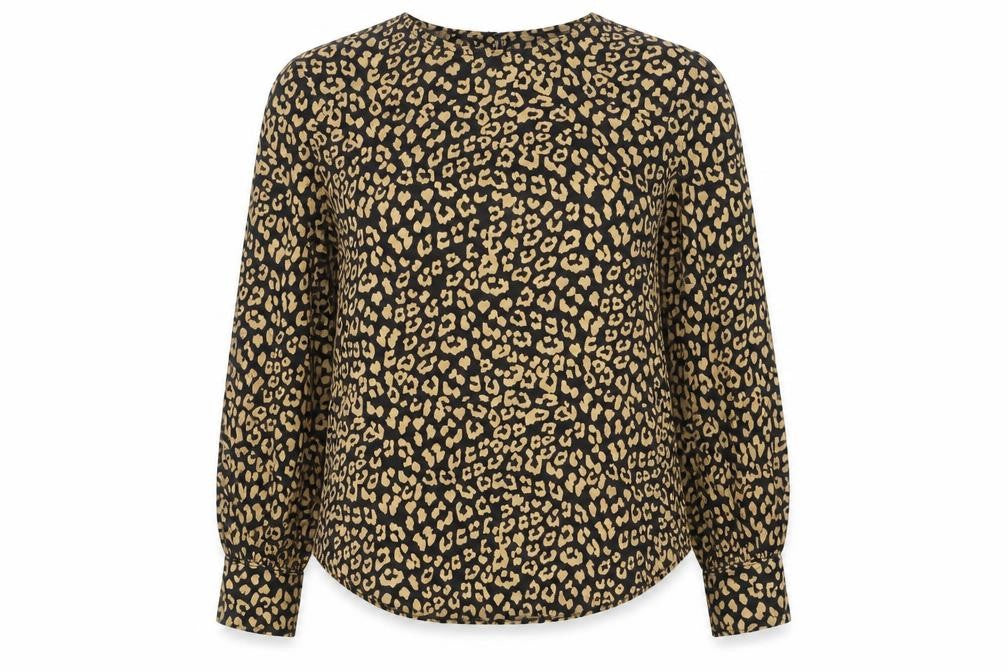 Front view of Marks & Spencer Women’s Black Leopard Print Blouse, size UK 8