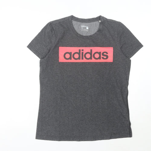 Adidas Women’s Grey XL Logo T-Shirt Short Sleeve Casual Top