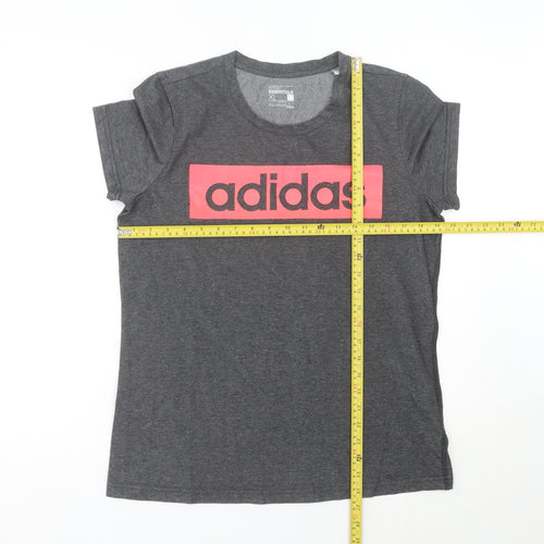 Adidas Women’s Grey XL Logo T-Shirt Short Sleeve Casual Top