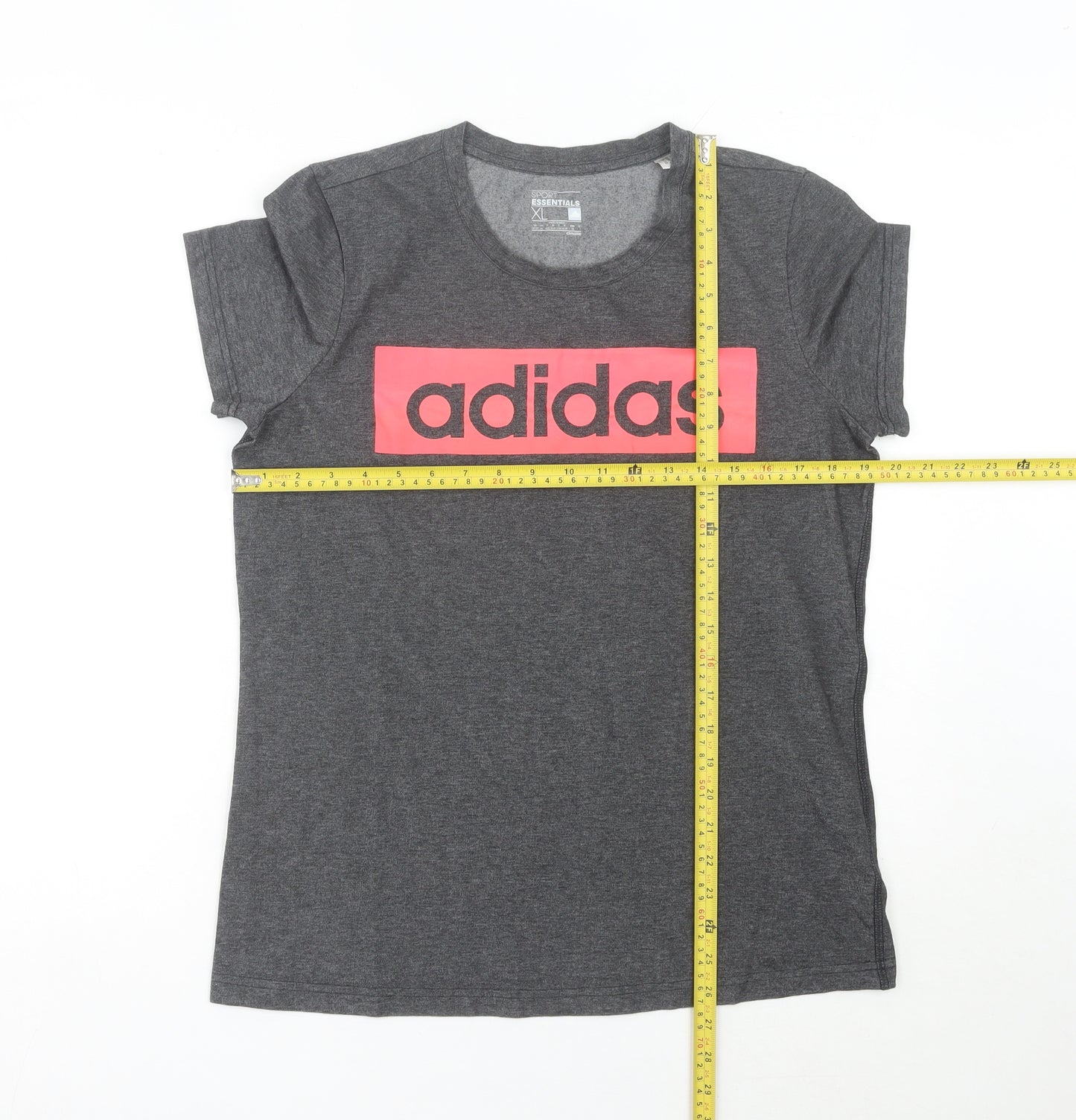 Adidas Women’s Grey XL Logo T-Shirt Short Sleeve Casual Top