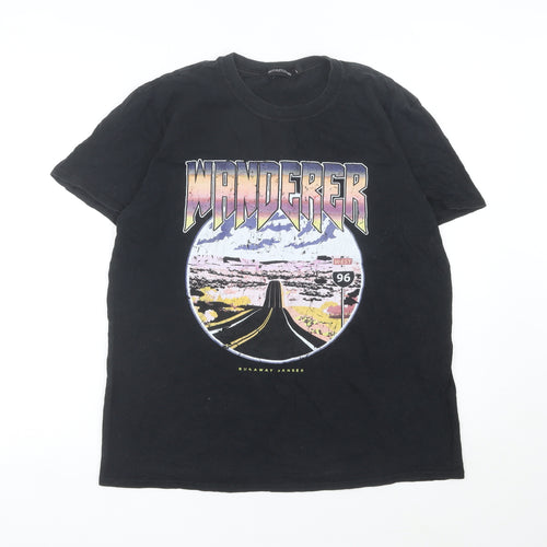 PrettyLittleThing Womens Black Graphic Wanderer T-Shirt Size S