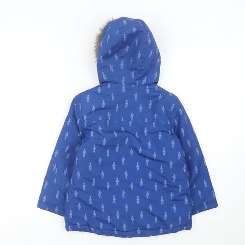 Cath Kids Girls Blue Parka Coat 4-5 Years Hooded Fur Trim Winter Jacket