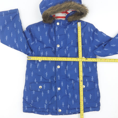 Cath Kids Girls Blue Parka Coat 4-5 Years Hooded Fur Trim Winter Jacket