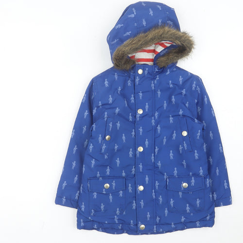 Cath Kids Girls Blue Parka Coat 4-5 Years Hooded Fur Trim Winter Jacket