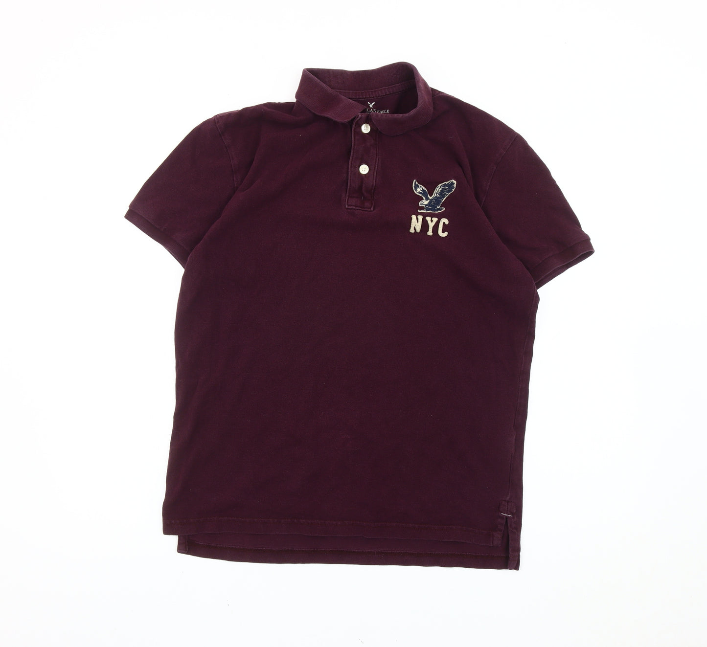 American Eagle Men’s Purple Polo Shirt M Classic Fit Embroidered NYC