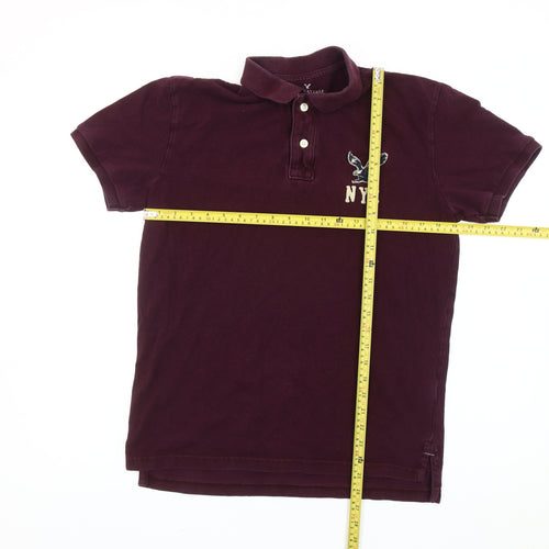 American Eagle Men’s Purple Polo Shirt M Classic Fit Embroidered NYC