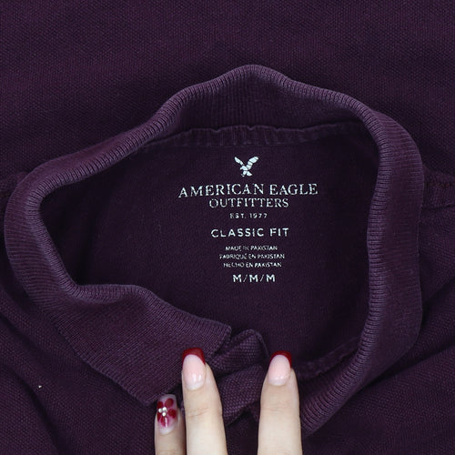 American Eagle Men’s Purple Polo Shirt M Classic Fit Embroidered NYC