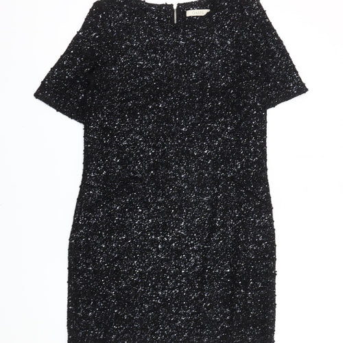 Oasis Women’s Black Sequin Sheath Short Sleeve Short Dress XS