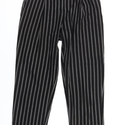 Monki Women Black Striped Regular Fit Pleated Trousers Size 4