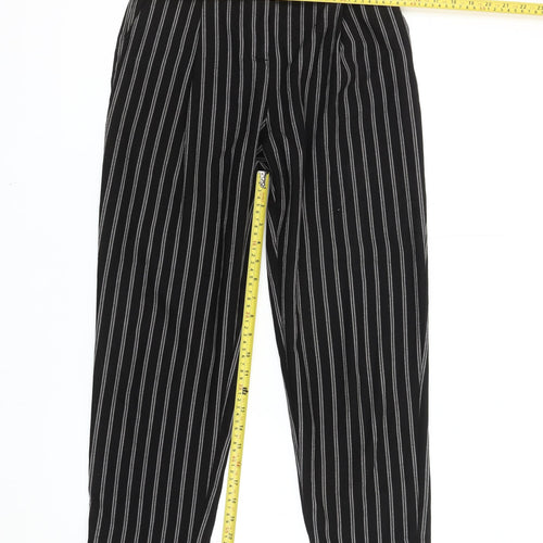 Monki Women Black Striped Regular Fit Pleated Trousers Size 4