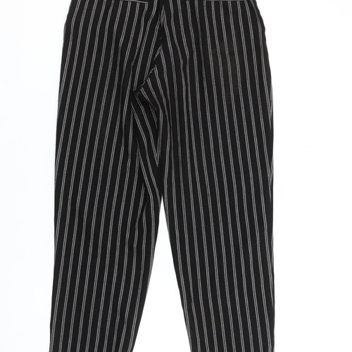 Monki Women Black Striped Regular Fit Pleated Trousers Size 4