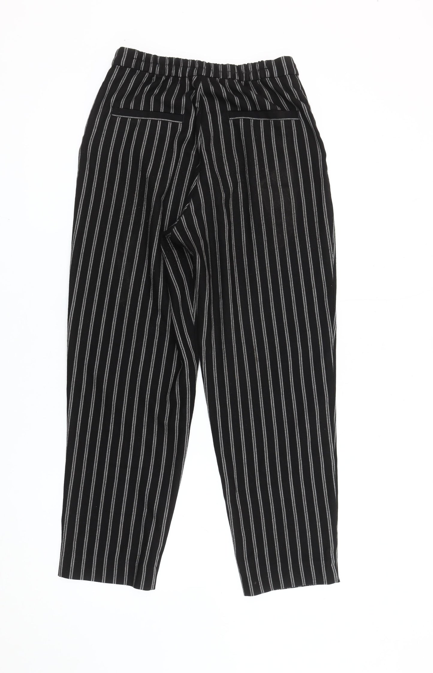 Monki Women Black Striped Regular Fit Pleated Trousers Size 4