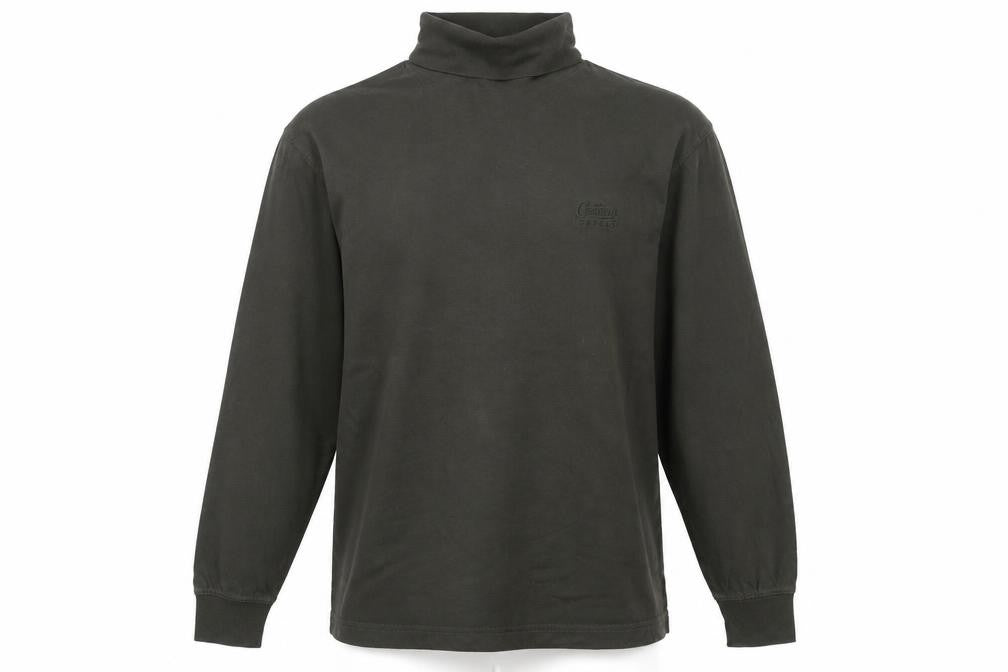 Front view of Cotton Traders Men’s Green Roll Neck Pullover Sweatshirt, size M