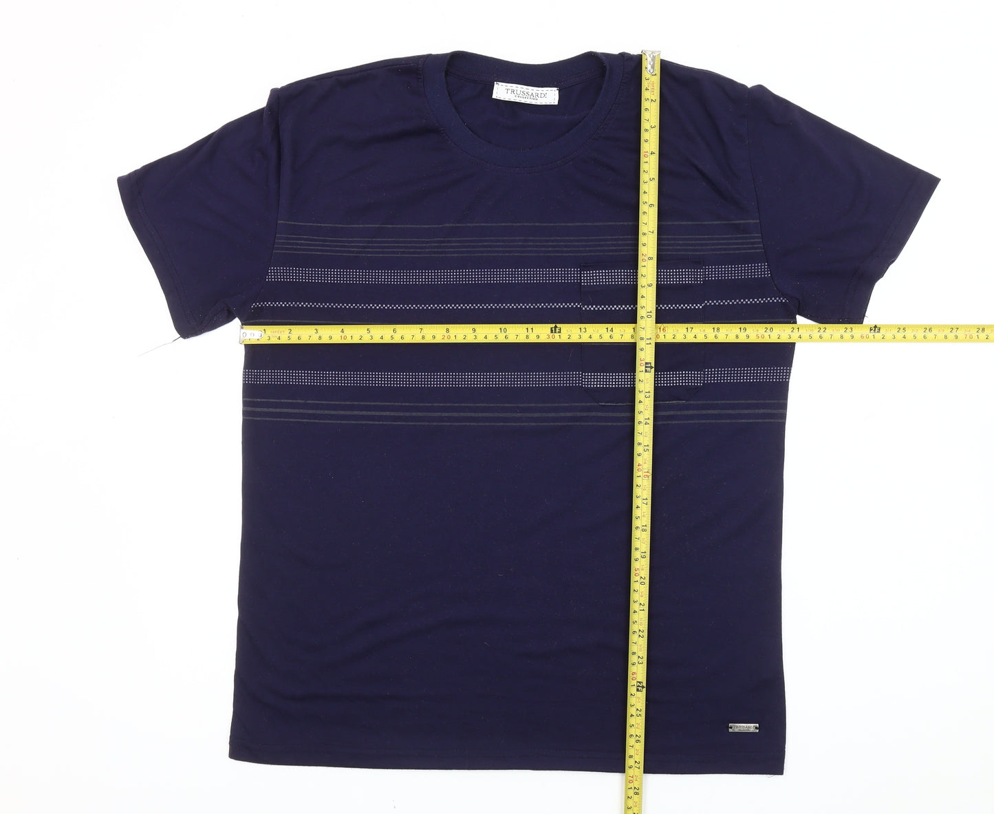 Trussardi Men’s Blue Striped Cotton Crew Neck T-Shirt Size M